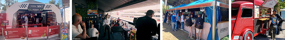 colllage of food service areas during MotoGP